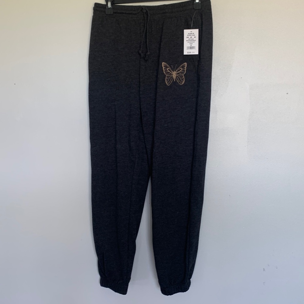 Dark Grey Sweatpants with Butterfly
